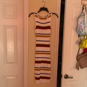 Multi-colored Striped Midi with Side Slit